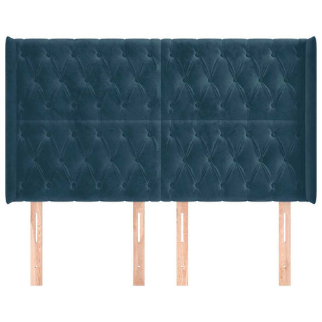 Vidaxl hoofdbord met randen 147x16x118 128 cm fluweel donkerblauw