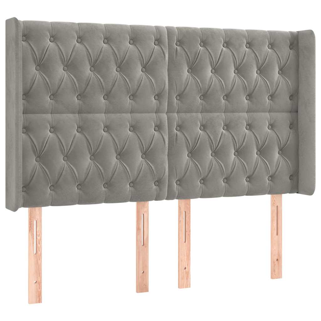 Vidaxl hoofdbord met randen 163x16x118 128 cm fluweel lichtgrijs