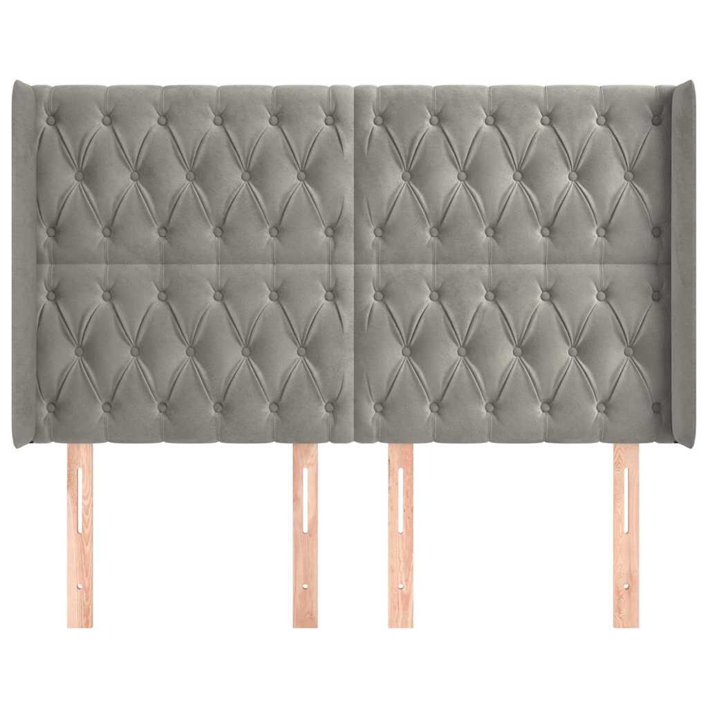 Vidaxl hoofdbord met randen 163x16x118 128 cm fluweel lichtgrijs