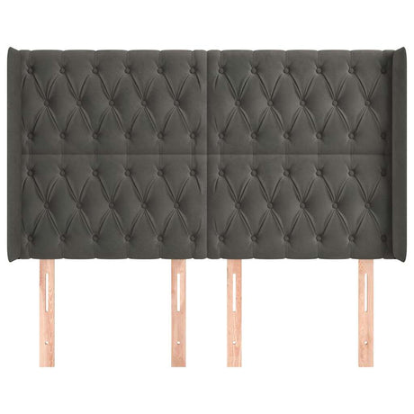 Vidaxl hoofdbord met randen 163x16x118 128 cm fluweel donkergrijs