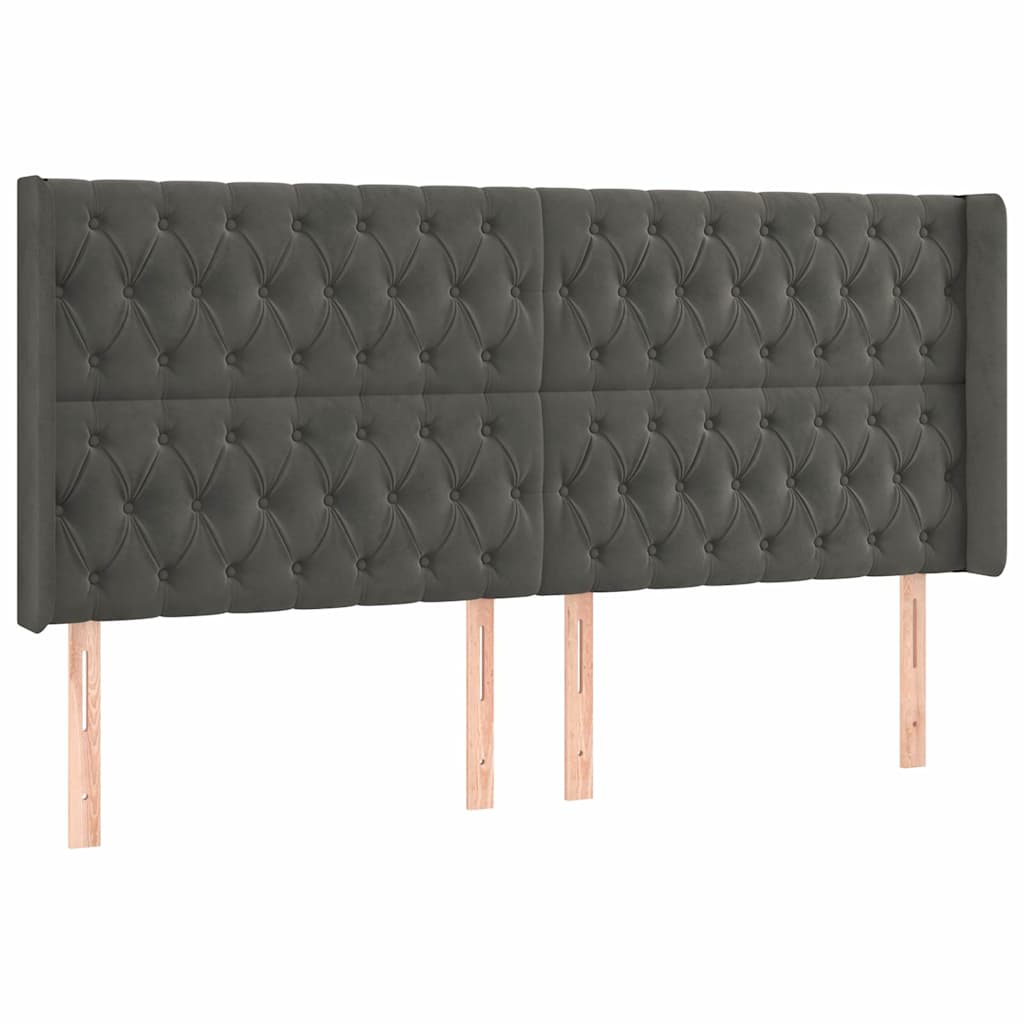 Vidaxl hoofdbord met randen 183x16x118 128 cm fluweel donkergrijs