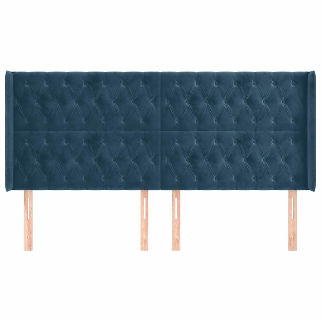 Vidaxl hoofdbord met randen 183x16x118 128 cm fluweel donkerblauw