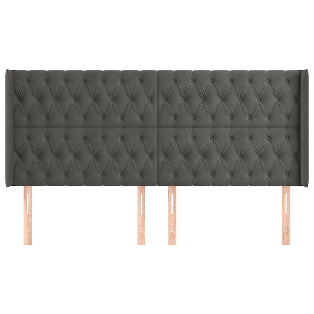 Vidaxl hoofdbord met randen 203x16x118 128 cm fluweel donkergrijs