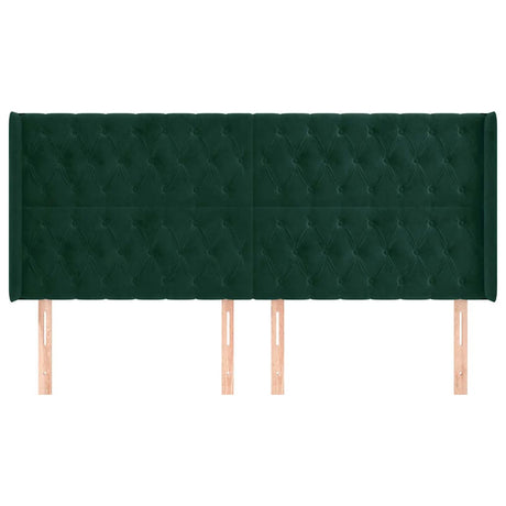 Vidaxl hoofdbord met randen 203x16x118 128 cm fluweel donkergroen