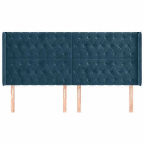 Vidaxl hoofdbord met randen 203x16x118 128 cm fluweel donkerblauw