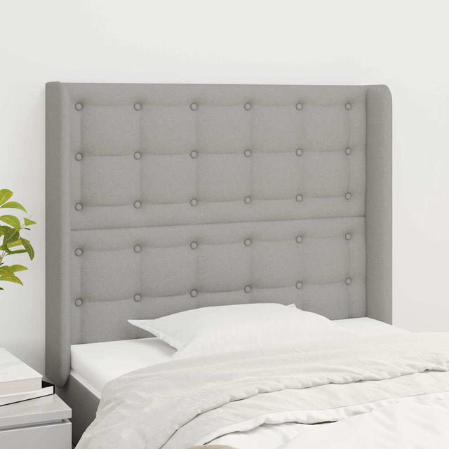 Vidaxl hoofdbord met randen 83x16x118 128 cm stof lichtgrijs