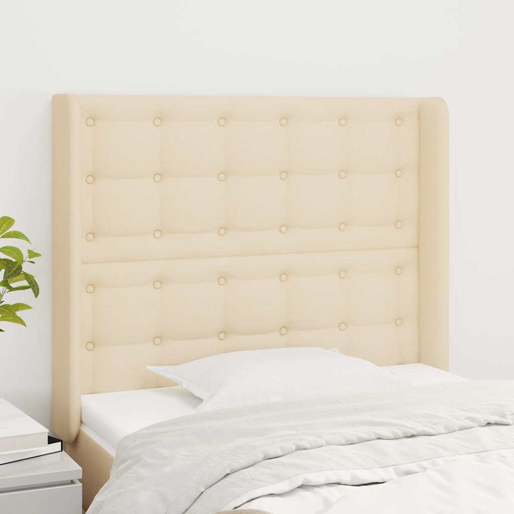 Vidaxl hoofdbord met randen 83x16x118 128 cm stof crèmekleurig