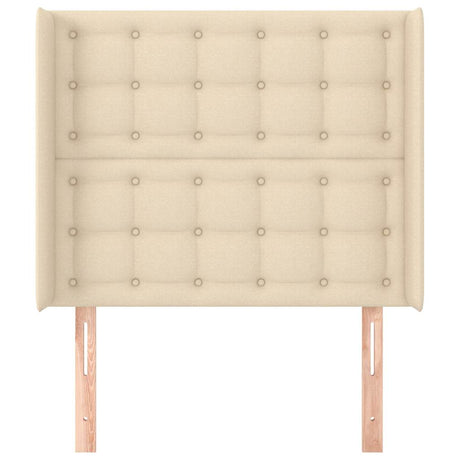 Vidaxl hoofdbord met randen 93x16x118 128 cm stof crèmekleurig