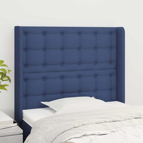 Vidaxl hoofdbord met randen 93x16x118 128 cm stof blauw