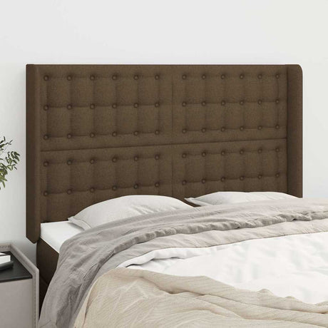 Vidaxl hoofdbord met randen 147x16x118 128 cm stof donkerbruin