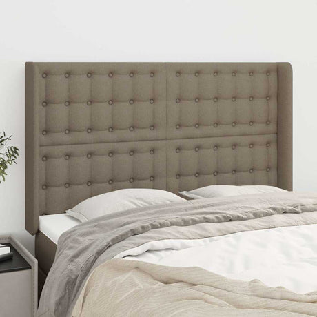 Vidaxl hoofdbord met randen 147x16x118 128 cm stof taupe