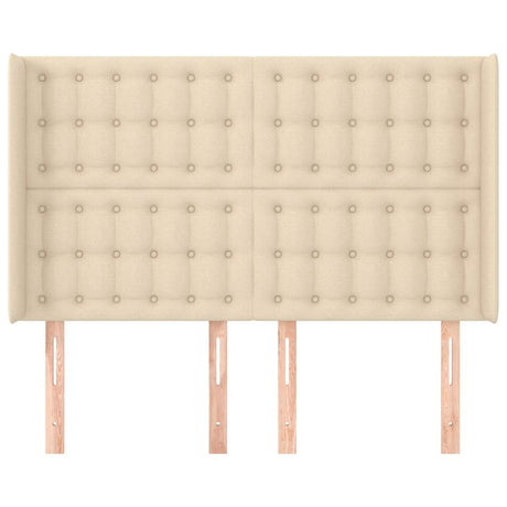 Vidaxl hoofdbord met randen 147x16x118 128 cm stof crèmekleurig