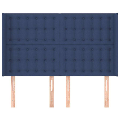 Vidaxl hoofdbord met randen 147x16x118 128 cm stof blauw