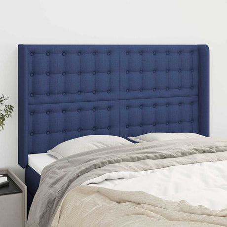 Vidaxl hoofdbord met randen 147x16x118 128 cm stof blauw