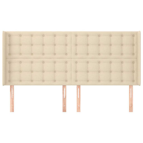 Vidaxl hoofdbord met randen 163x16x118 128 cm stof crèmekleurig