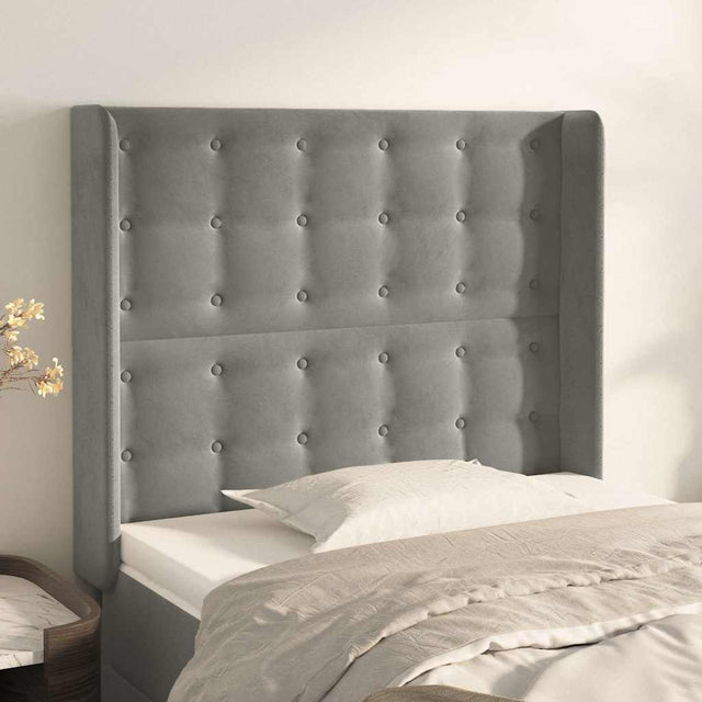 Vidaxl hoofdbord met randen 83x16x118 128 cm fluweel lichtgrijs