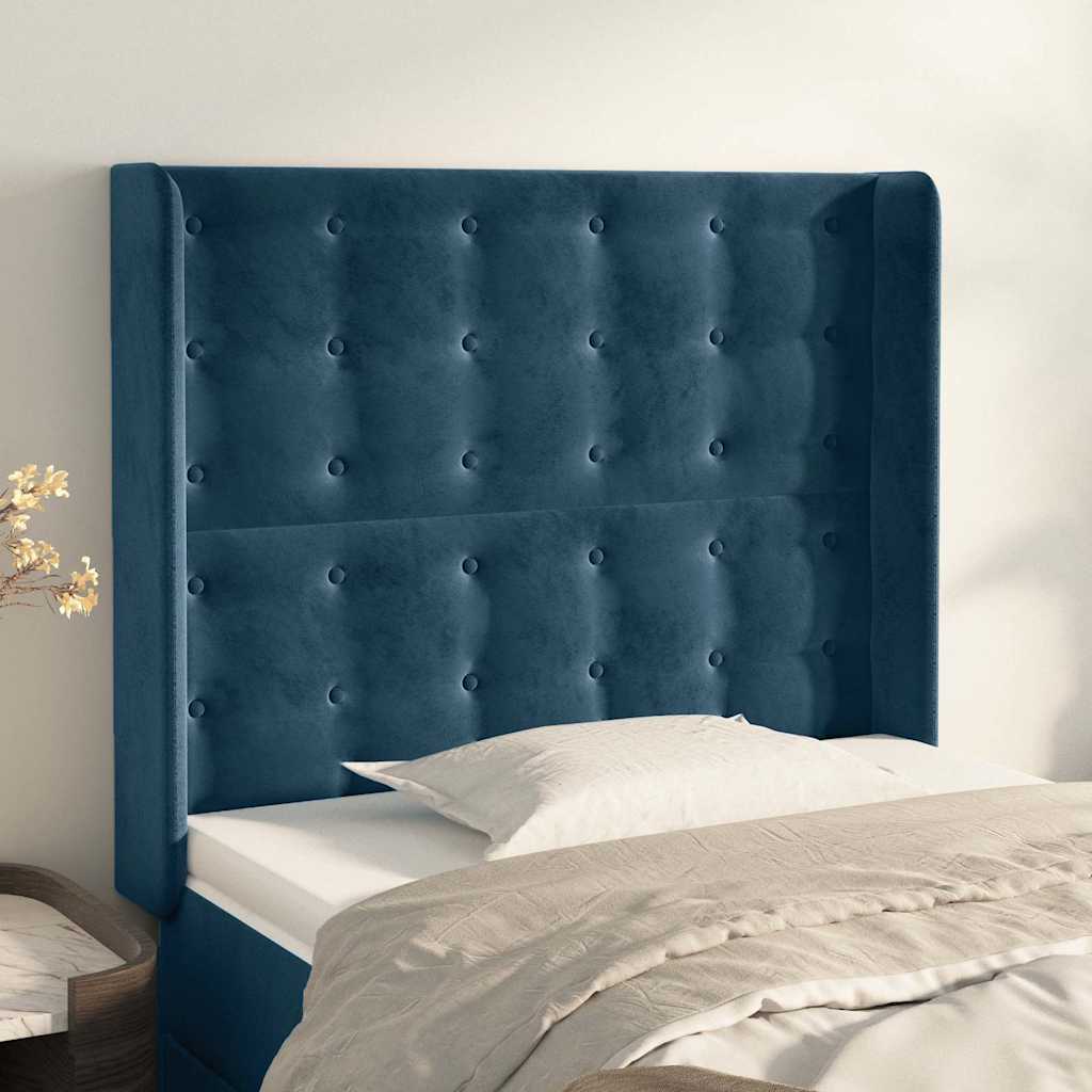 Vidaxl hoofdbord met randen 83x16x118 128 cm fluweel blauw