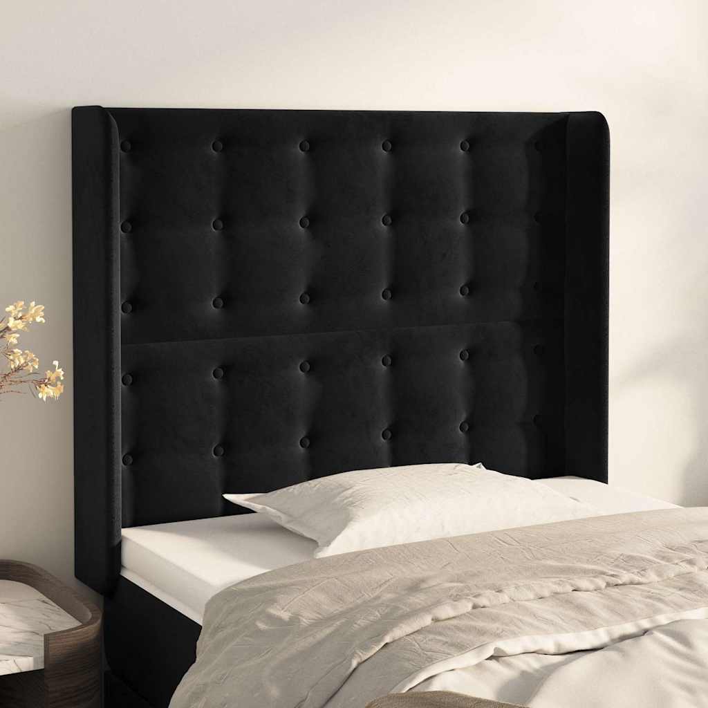 Vidaxl hoofdbord met randen 93x16x118 128 cm fluweel zwart