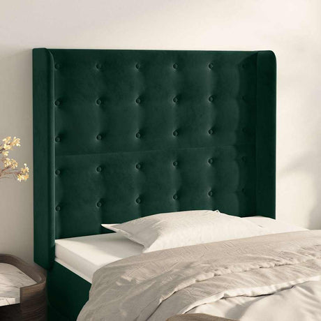 Vidaxl hoofdbord met randen 103x16x118 128 cm fluweel donkergroen