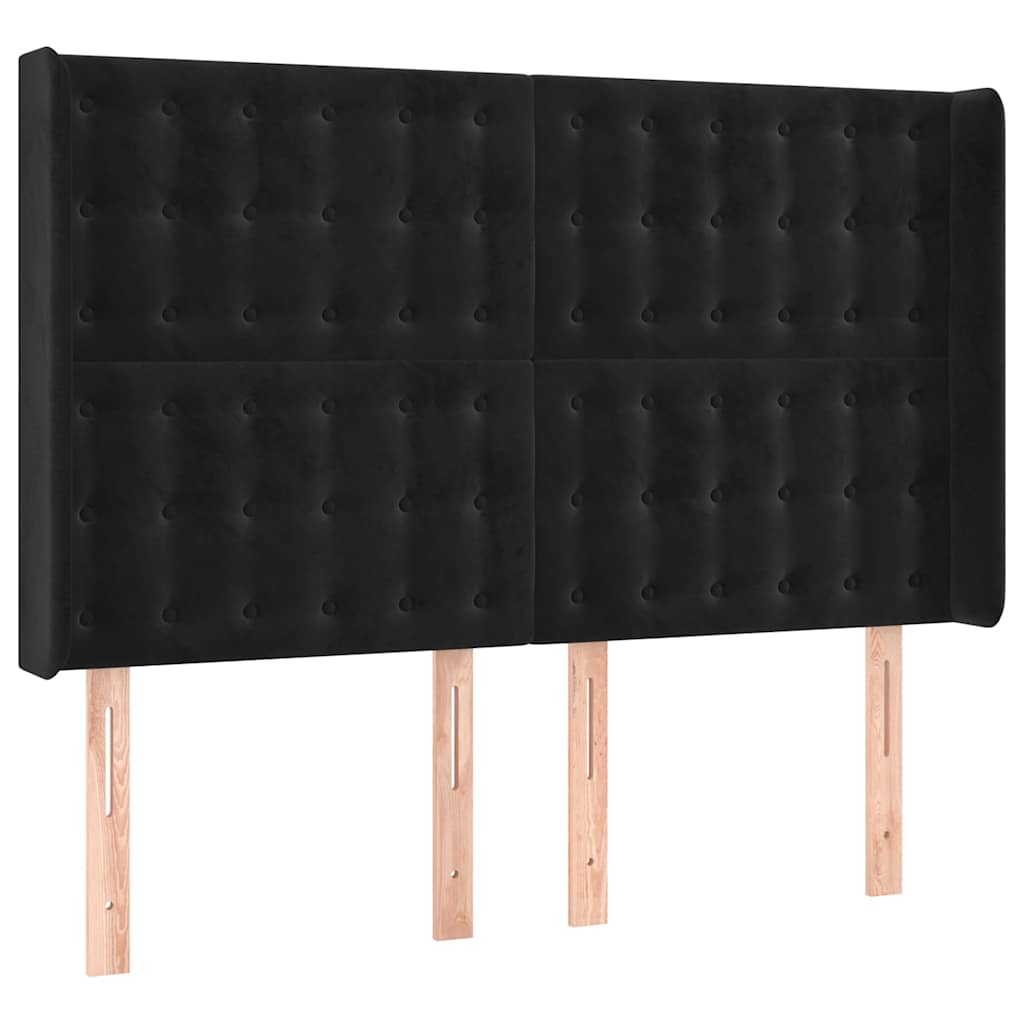 Vidaxl hoofdbord met randen 147x16x118 128 cm fluweel zwart