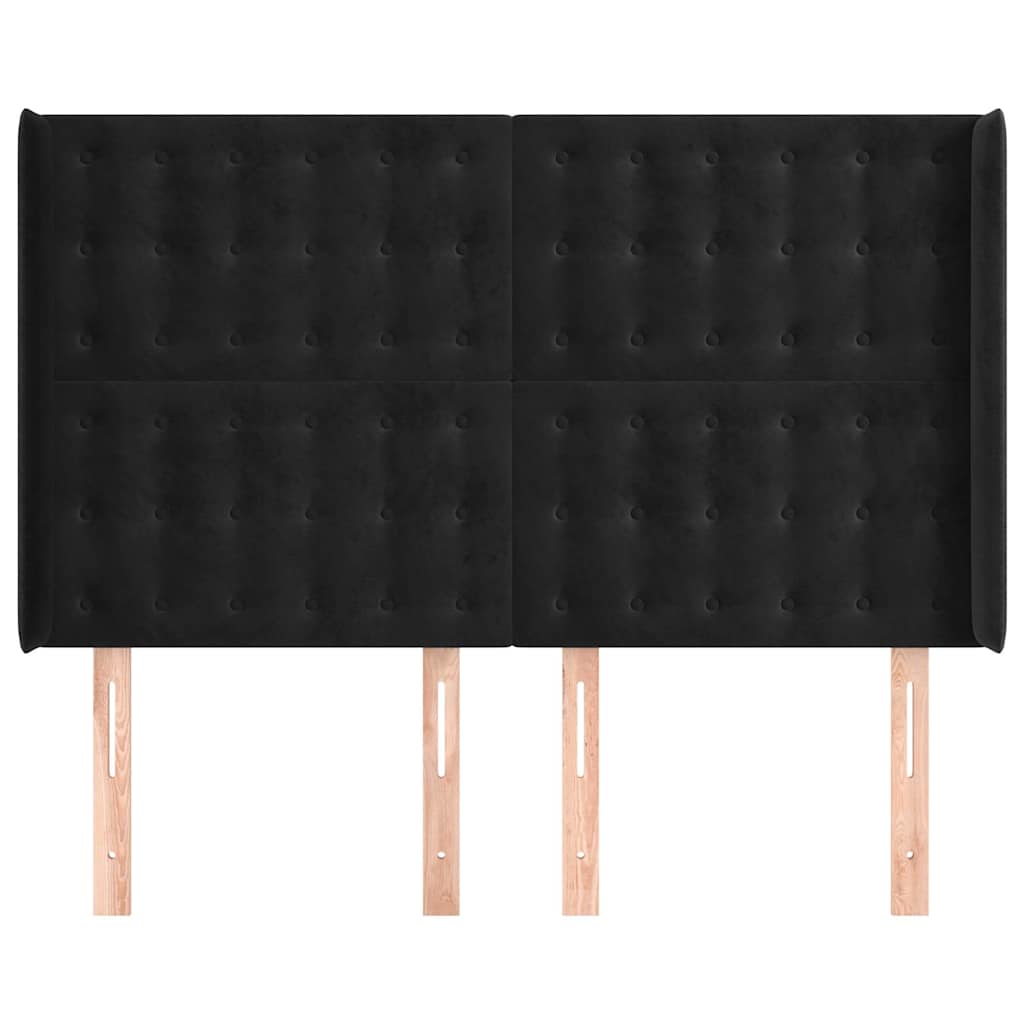 Vidaxl hoofdbord met randen 147x16x118 128 cm fluweel zwart