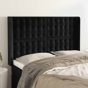 Vidaxl hoofdbord met randen 147x16x118 128 cm fluweel zwart