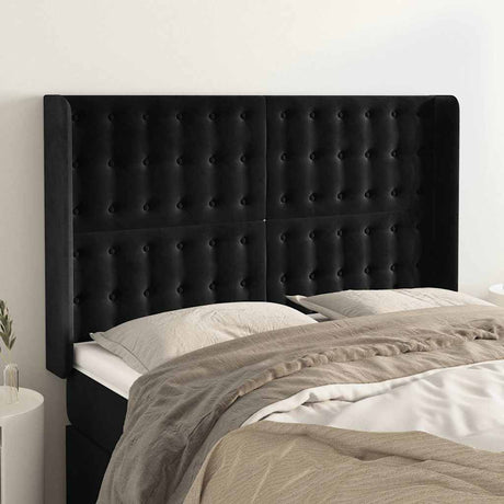 Vidaxl hoofdbord met randen 147x16x118 128 cm fluweel zwart