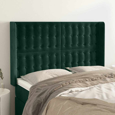 Vidaxl hoofdbord met randen 147x16x118 128 cm fluweel donkergroen