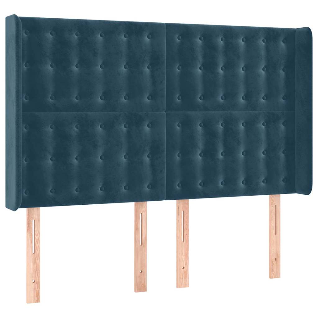 Vidaxl hoofdbord met randen 147x16x118 128 cm fluweel donkerblauw