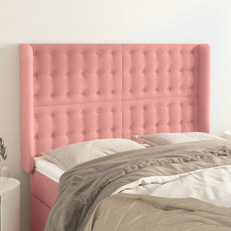 Vidaxl hoofdbord met randen 147x16x118 128 cm fluweel roze