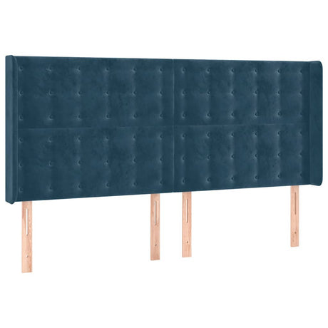 Vidaxl hoofdbord met randen 163x16x118 128 cm fluweel donkerblauw