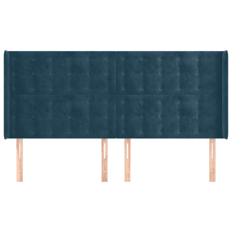 Vidaxl hoofdbord met randen 163x16x118 128 cm fluweel donkerblauw