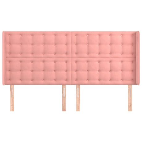 Vidaxl hoofdbord met randen 163x16x118 128 cm fluweel roze