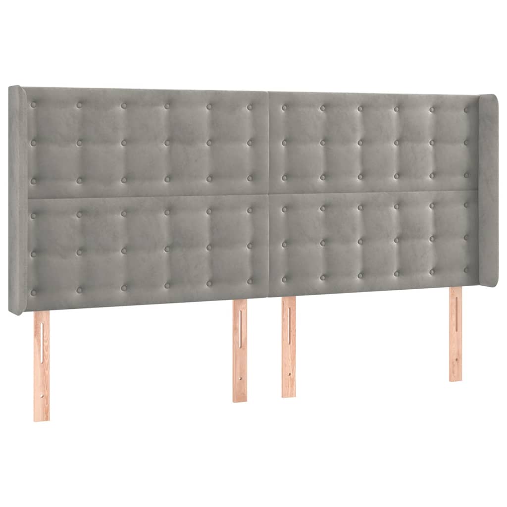 Vidaxl hoofdbord met randen 183x16x118 128 cm fluweel lichtgrijs