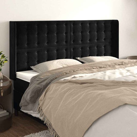 Vidaxl hoofdbord met randen 183x16x118 128 cm fluweel zwart