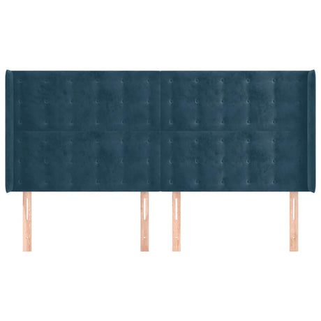 Vidaxl hoofdbord met randen 183x16x118 128 cm fluweel donkerblauw