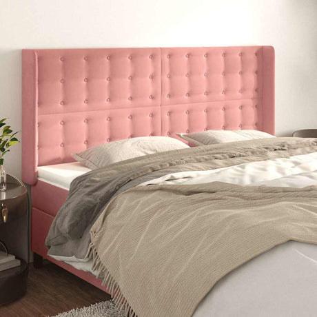 Vidaxl hoofdbord met randen 183x16x118 128 cm fluweel roze