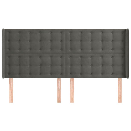 Vidaxl hoofdbord met randen 203x16x118 128 cm fluweel donkergrijs