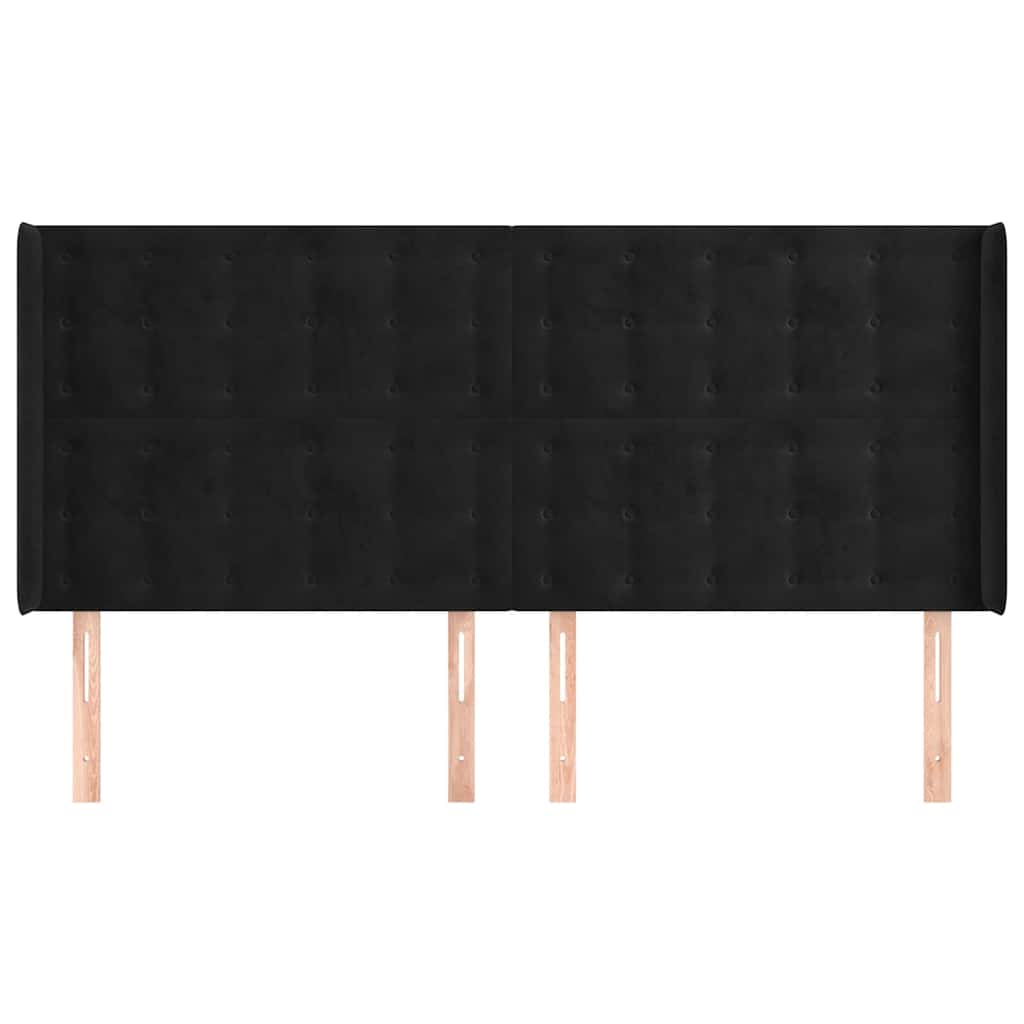 Vidaxl hoofdbord met randen 203x16x118 128 cm fluweel zwart