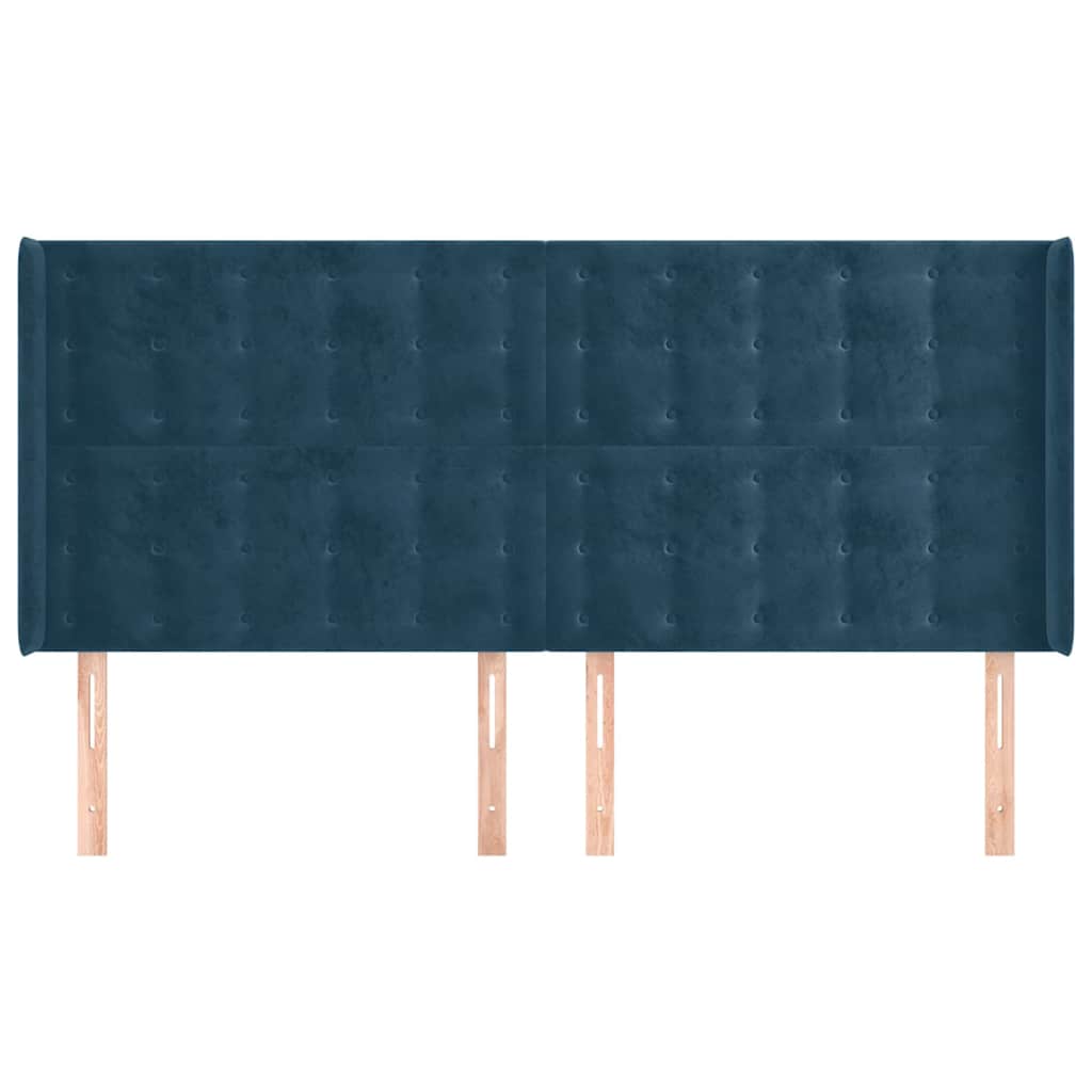 Vidaxl hoofdbord met randen 203x16x118 128 cm fluweel donkerblauw
