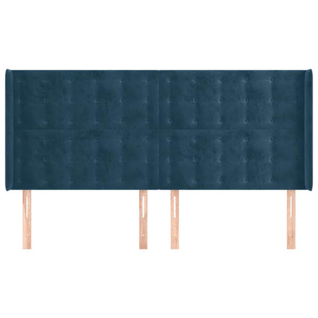 Vidaxl hoofdbord met randen 203x16x118 128 cm fluweel donkerblauw