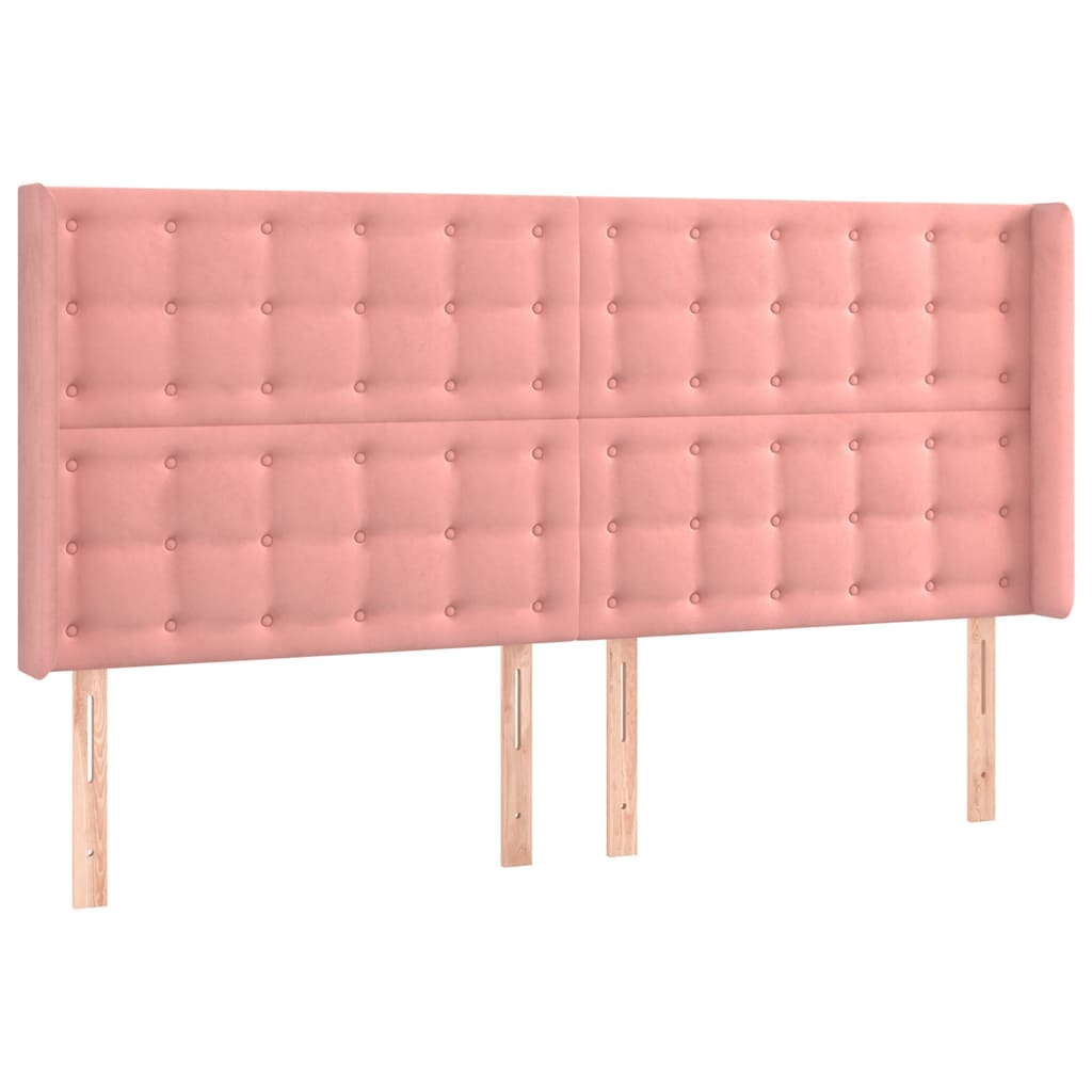 Vidaxl hoofdbord met randen 203x16x118 128 cm fluweel roze