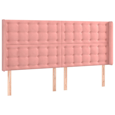 Vidaxl hoofdbord met randen 203x16x118 128 cm fluweel roze
