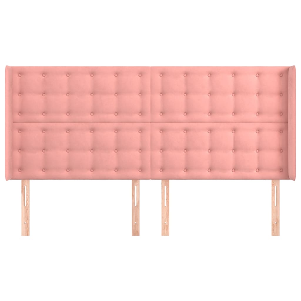 Vidaxl hoofdbord met randen 203x16x118 128 cm fluweel roze