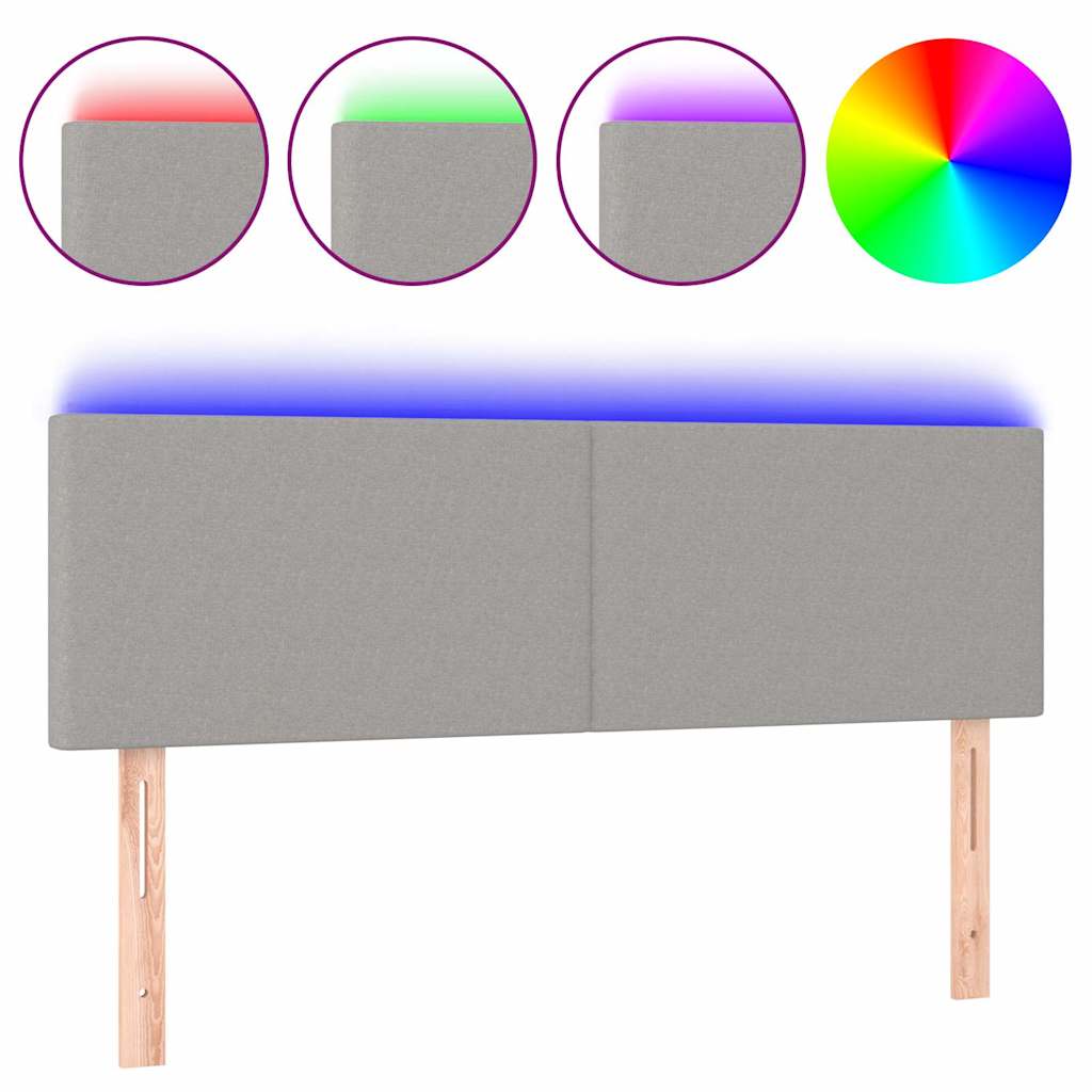 Vidaxl hoofdbord led 144x5x78 88 cm stof lichtgrijs