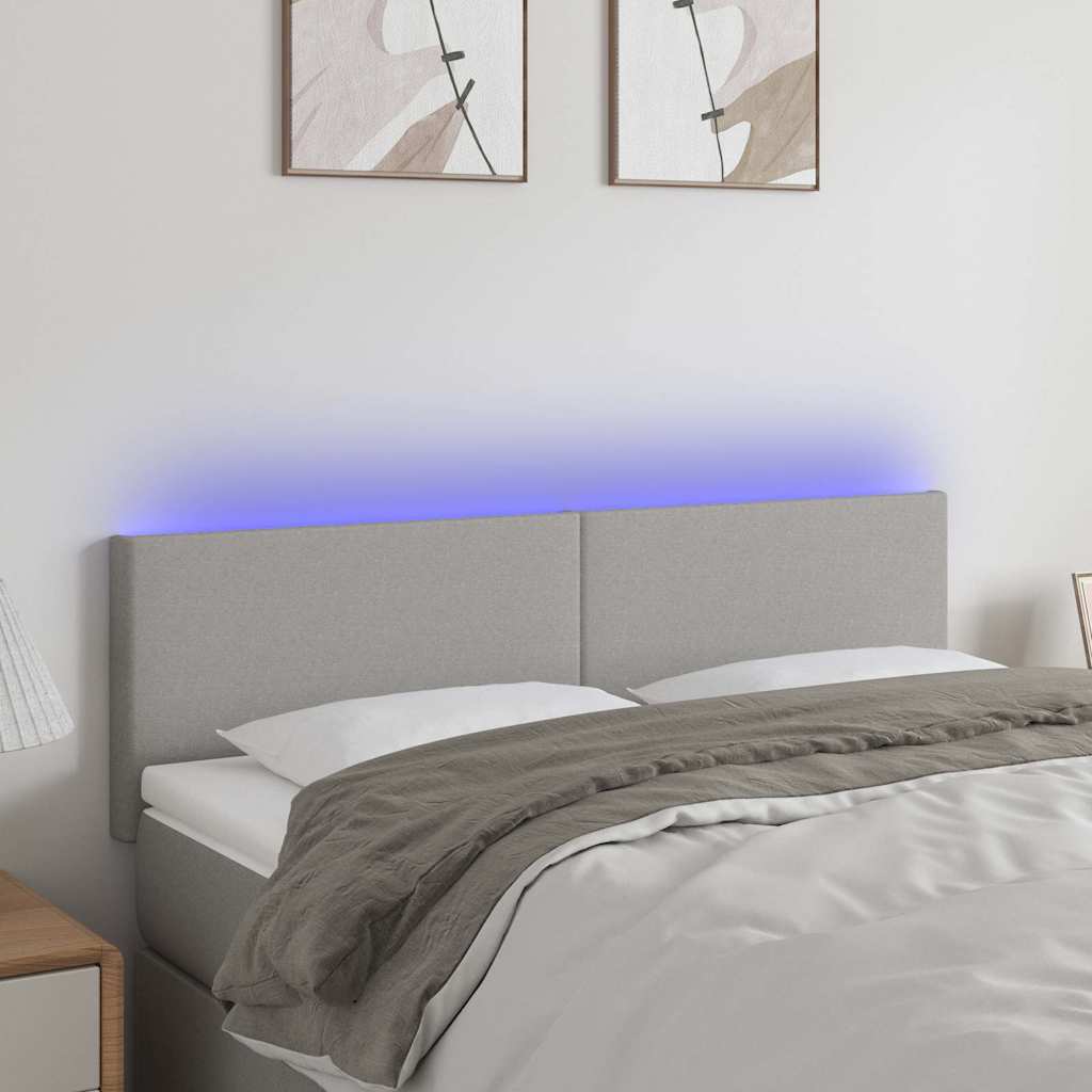 Vidaxl hoofdbord led 144x5x78 88 cm stof lichtgrijs