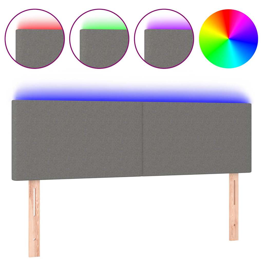 Vidaxl hoofdbord led 144x5x78 88 cm stof donkergrijs
