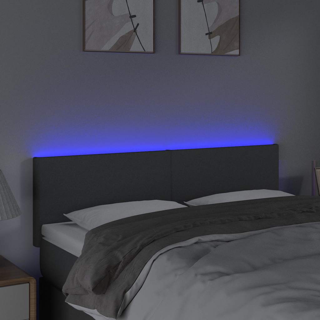 Vidaxl hoofdbord led 144x5x78 88 cm stof donkergrijs