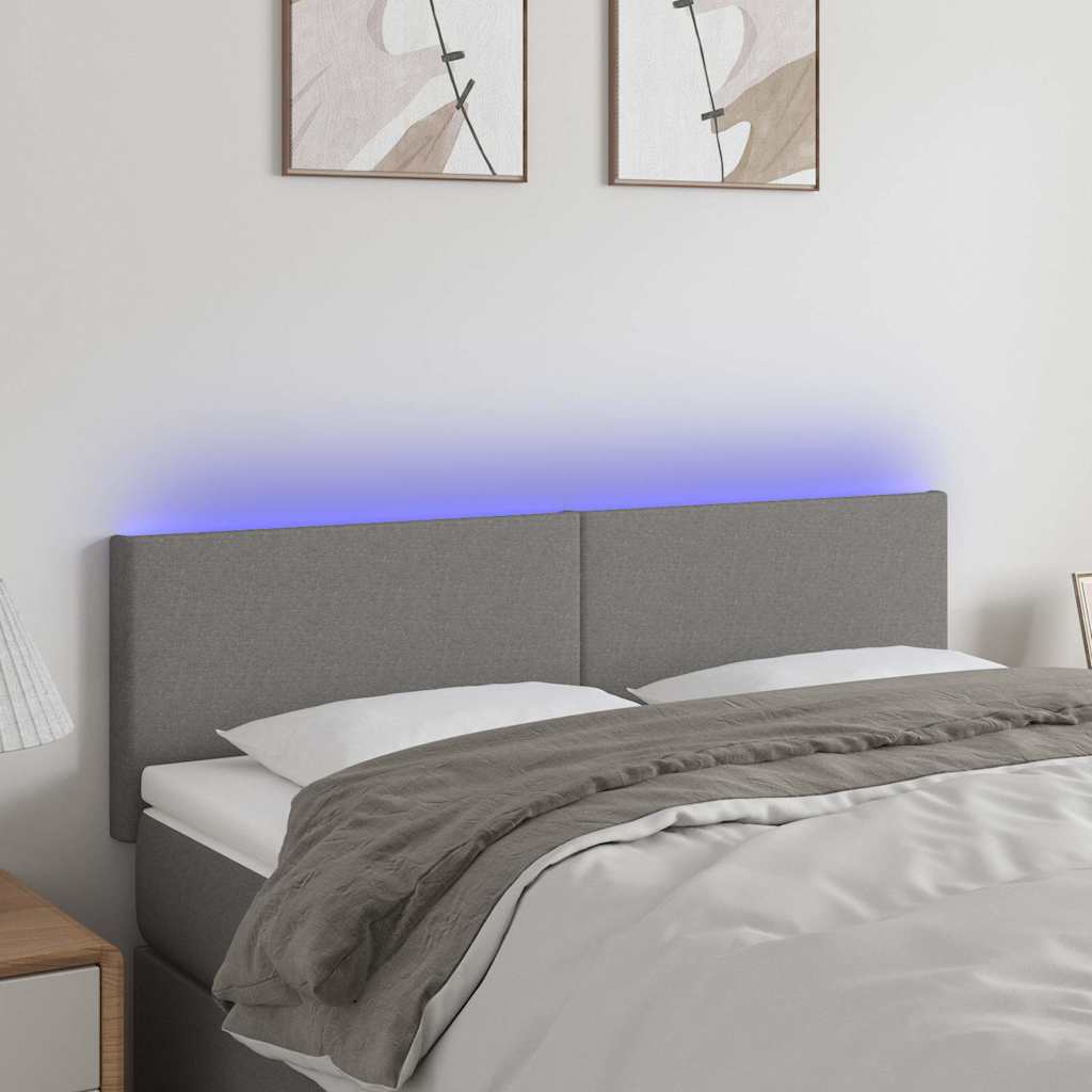 Vidaxl hoofdbord led 144x5x78 88 cm stof donkergrijs