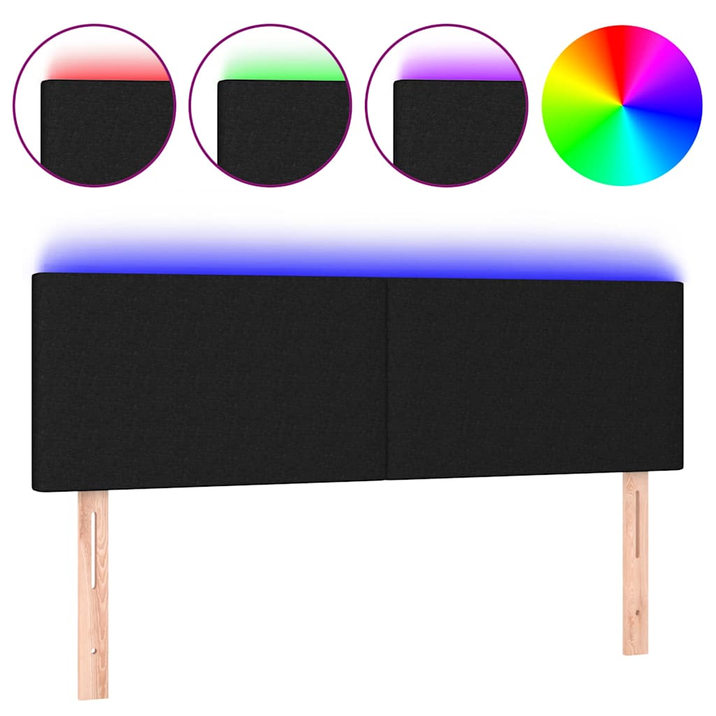 Vidaxl hoofdbord led 144x5x78 88 cm stof zwart